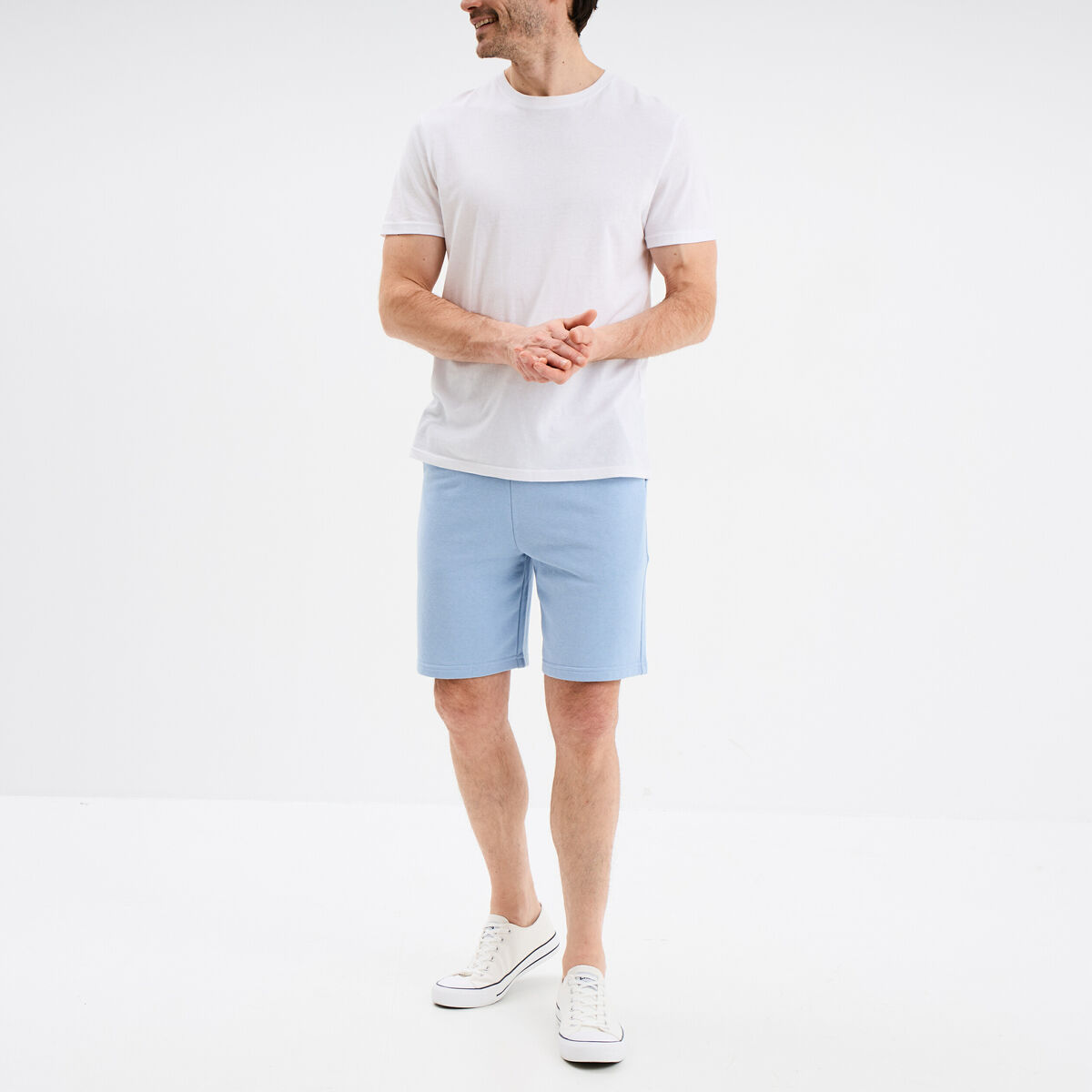Short de jogging en molleton bleu ciel homme