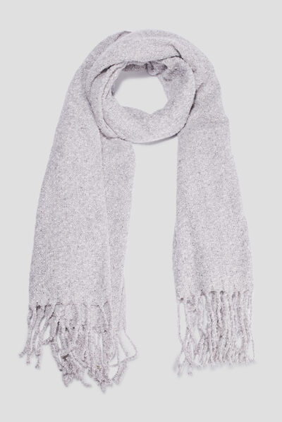 Écharpe avec franges gris femme