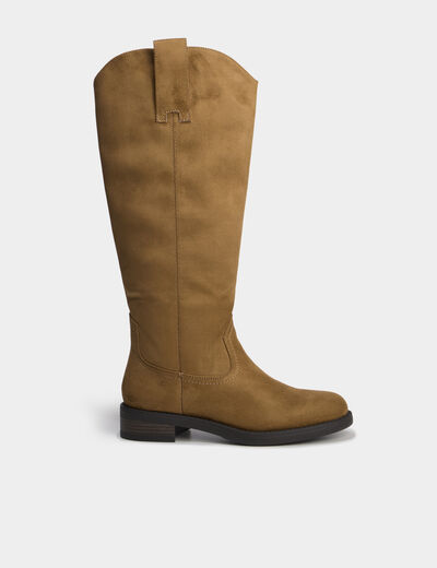 Bottes hautes zipp&eacute;es marron femme