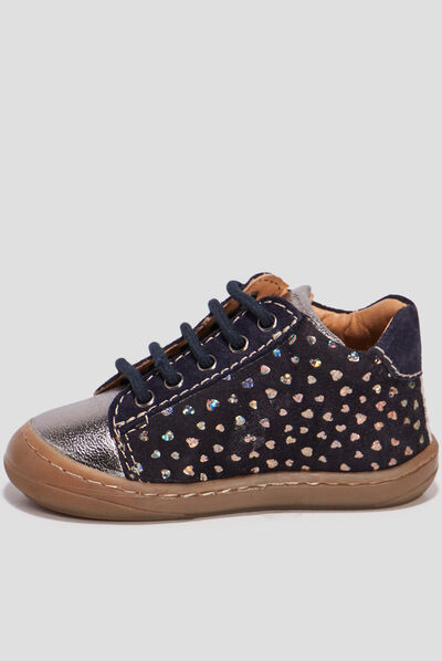 Bottillons en cuir bleu marine bébé fille