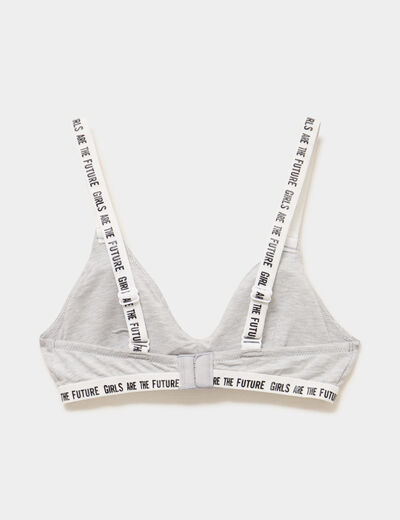 Lot 2 brassi&egrave;res forme triangle coton gris clair fille