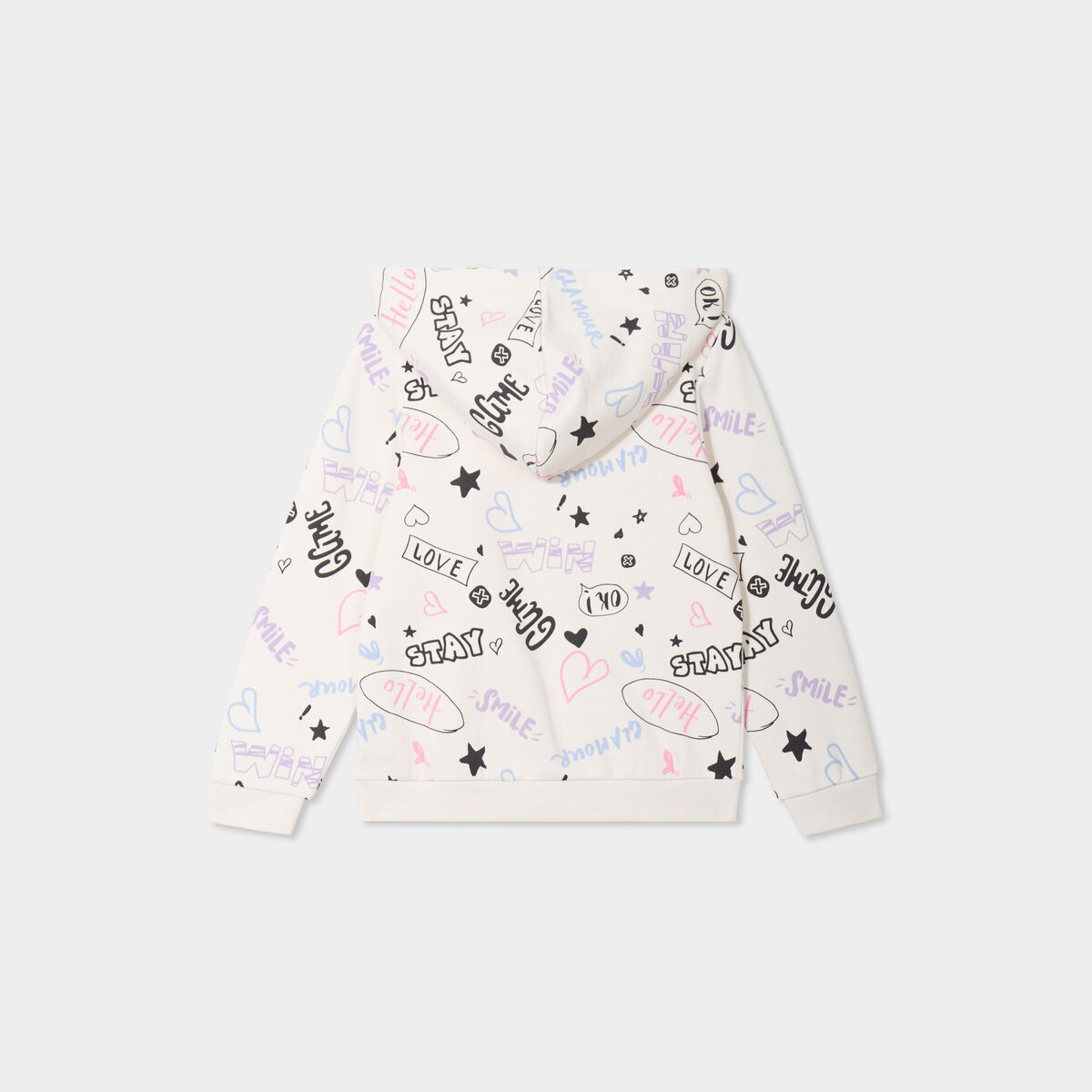 Sweat zippé à capuche beige fille