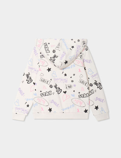 Sweat zippé à capuche beige fille