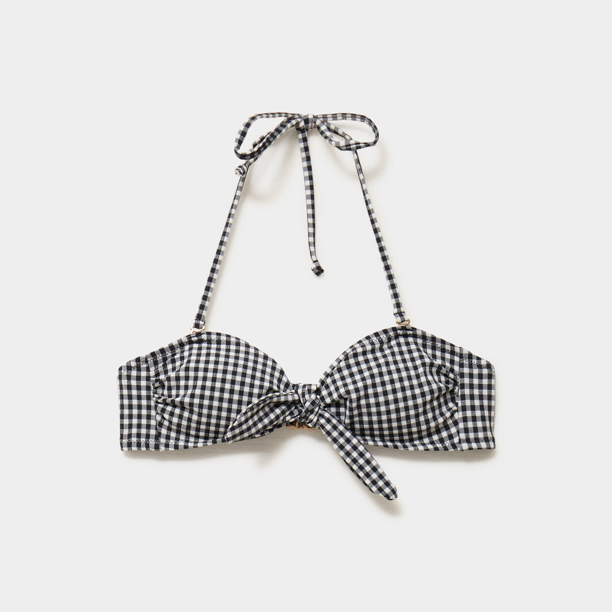 Haut de maillot de bain bandeau noeud noir femme