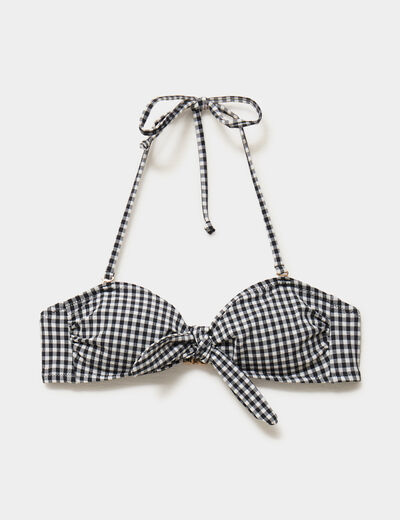 Haut de maillot de bain bandeau noeud noir femme