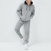 Sweat zipp&eacute; &agrave; capuche en molleton gris clair homme