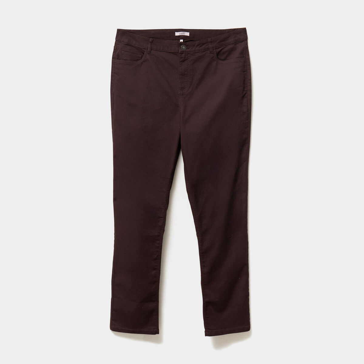 Pantalon straight taille haute Modavista marron foncé femme grande taille