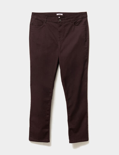 Pantalon straight taille haute Modavista marron foncé femme grande taille
