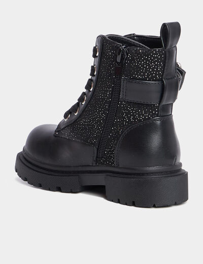 Bottines à lacets avec boucles noir fille