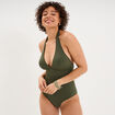 Maillot de bain une pi&egrave;ce gainant vert kaki femme