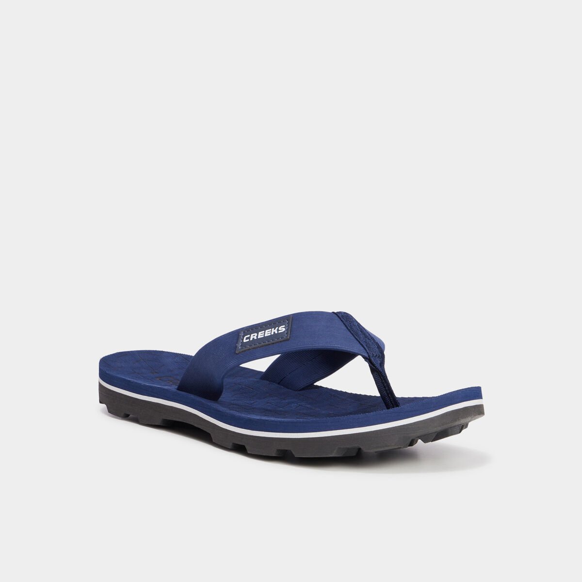 Tongs semelle crantée bleu marine homme