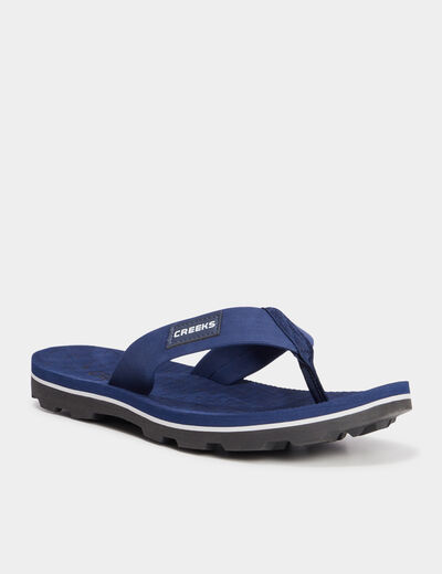 Tongs semelle crantée bleu marine homme