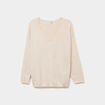 Pull col en V manches longues beige femme grande taille