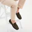 Mocassins en cuir vert kaki homme