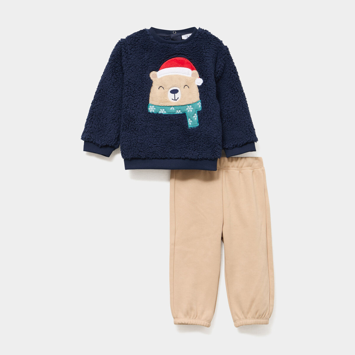 Ensemble de jogging sweat effet polaire bleu marine b&eacute;b&eacute; gar&ccedil;on