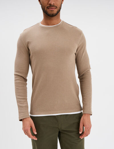 T-shirt col rond Creeks taupe homme