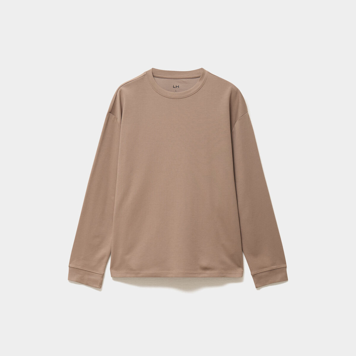 T-shirt col rond manches longues gris homme