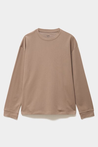 T-shirt col rond manches longues gris homme