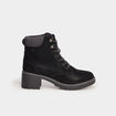 Bottines &agrave; talons et lacets noir femme