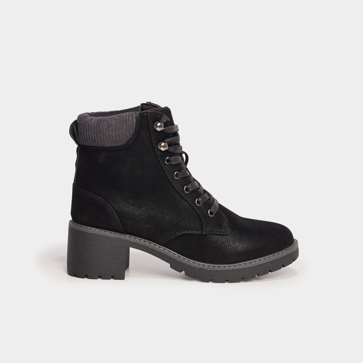 Bottines &agrave; talons et lacets noir femme