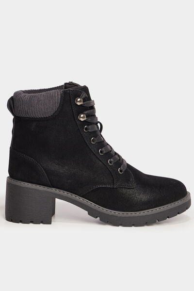 Bottines &agrave; talons et lacets noir femme