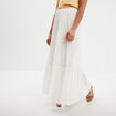 Jupe longue fluide taille &eacute;lastiqu&eacute;e blanc femme