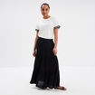 Jupe longue fluide taille élastiquée noir femme