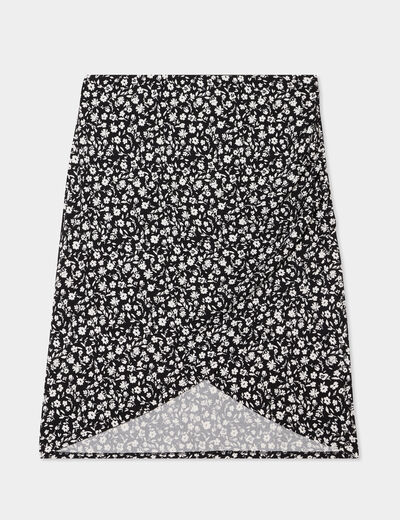 Jupe tulipe courte taille élastiquée noir femme
