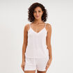 Ensemble pyjama short et d&eacute;bardeur ecru femme