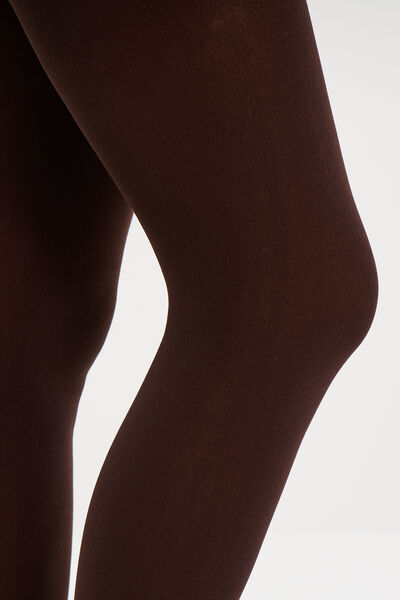 Collants int&eacute;rieur polaire marron fonc&eacute; femme