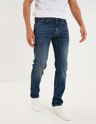 Jeans denim straight 5 poches denim used homme