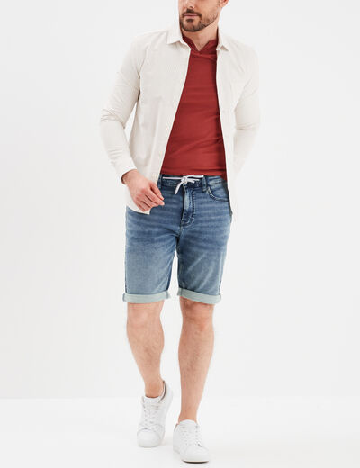 Bermuda droit à coulisse en jean Creeks denim stone homme