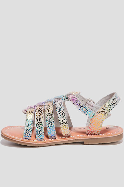 Sandales en cuir multicolore fille