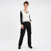 Pull sans manches col en V blanc femme