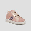 Baskets montantes en cuir rose bébé fille