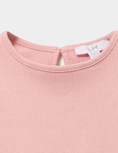 T-shirt c&ocirc;tel&eacute; volants aux &eacute;paules rose poudr&eacute;e b&eacute;b&eacute; fille