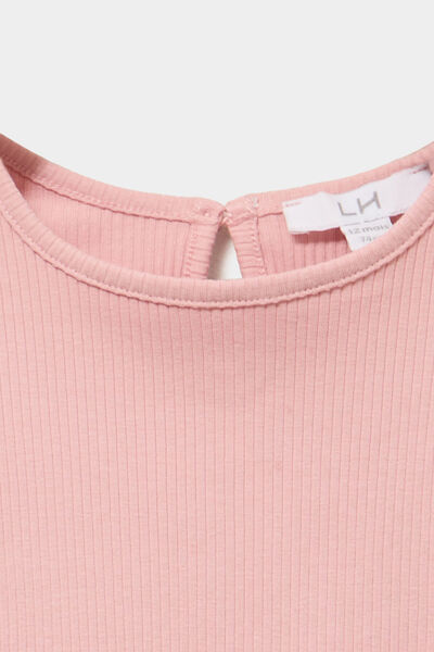 T-shirt c&ocirc;tel&eacute; volants aux &eacute;paules rose poudr&eacute;e b&eacute;b&eacute; fille