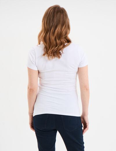 T-shirt grossesse manches courtes coton blanc femme maternité