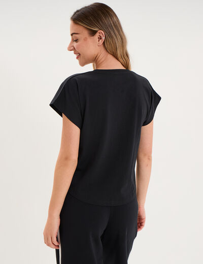 T-shirt col rond manches courtes Kappa noir femme