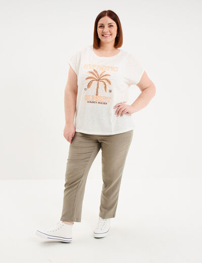 T-shirt manches courtes blanc femme grande taille