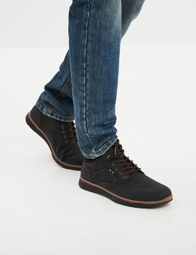 Bottines montantes &agrave; lacets noir homme