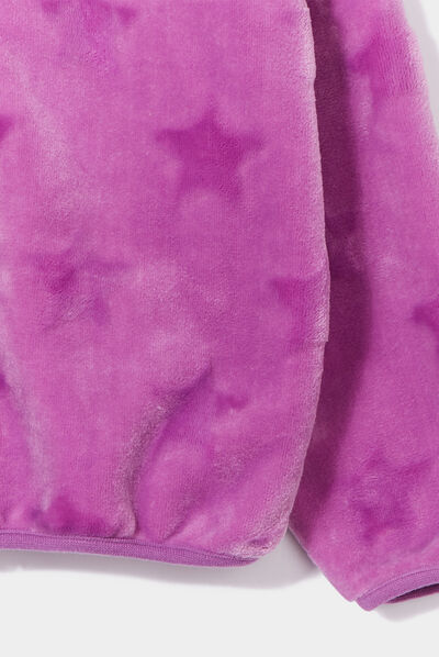 Sweat pilou zippé à capuche mauve fille