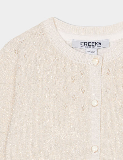 Gilet fils métallisés Creeks blanc bébé fille