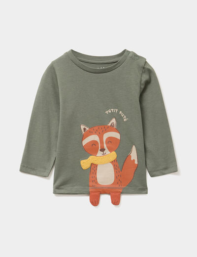 T-shirt avec détails fantaisie coton vert kaki bébé garçon
