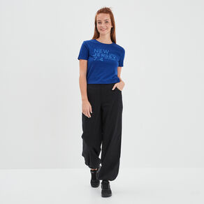 t shirt cropped ajuste broderie creeks bleu electrique femme T-shirt cropped ajusté broderie Creeks bleu electrique femme