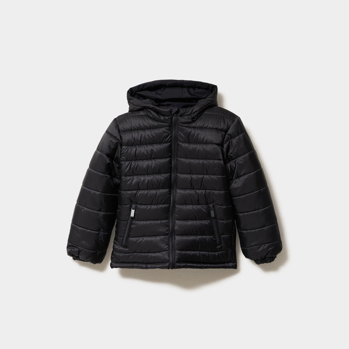 Doudoune r&eacute;versible zipp&eacute;e &agrave; capuche noir gar&ccedil;on