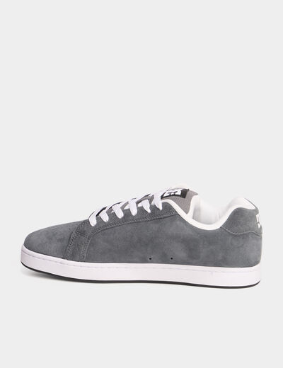 Tennis basses en cuir &agrave; lacets gris homme
