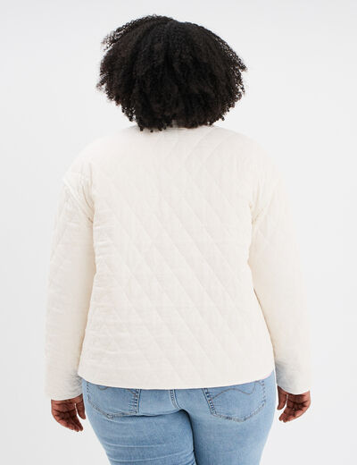 Veste matelassée boutonnée coton ivoire femme grande taille