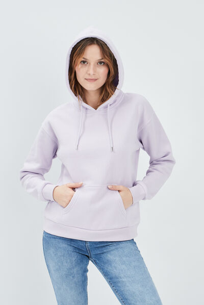 Sweat molleton à capuche hoodie violet clair femme