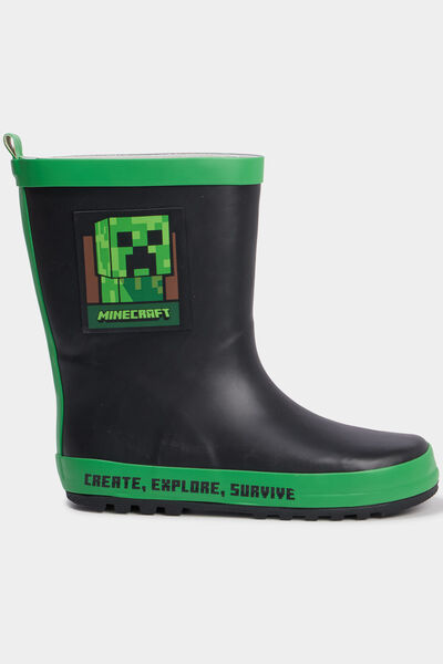 Bottes de pluie Minecraft noir gar&ccedil;on